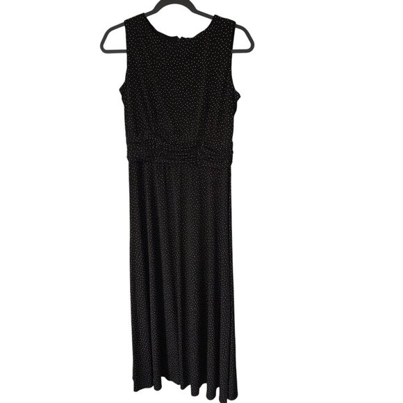 Jessica Howard Womens Dress 2 Black Polka Dot Maxi Sleeveless Rouched Vintage - Picture 1 of 8